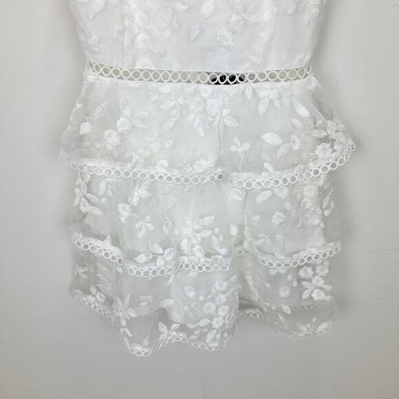 Lulus Look So Sweet White Embroidered Lace Mini Dress Party Ruffle XS NWT - Picture 13 of 13
